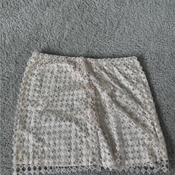 Beige Sequin Mini Skirt - Picture 1 of 3